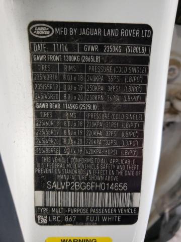 Photo 10 from auction – 2015 LAND ROVER RANGE ROVE with VIN SALVP2BG6FH014656