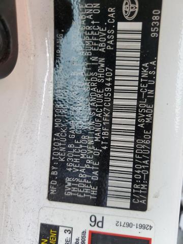 Photo 10 from auction – 2012 TOYOTA CAMRY BASE with VIN 4T1BF1FK7CU594407