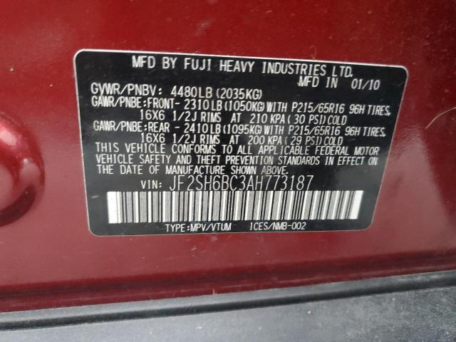 Photo 10 from auction – 2010 SUBARU FORESTER X with VIN JF2SH6BC3AH773187