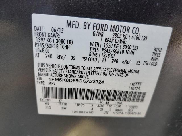 Photo 10 from auction – 2016 FORD EXPLORER X with VIN 1FM5K8D88GGA33324
