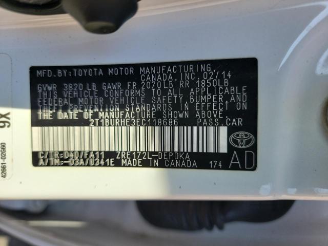 Photo 10 from auction – 2014 TOYOTA COROLLA L with VIN 2T1BURHE3EC118686