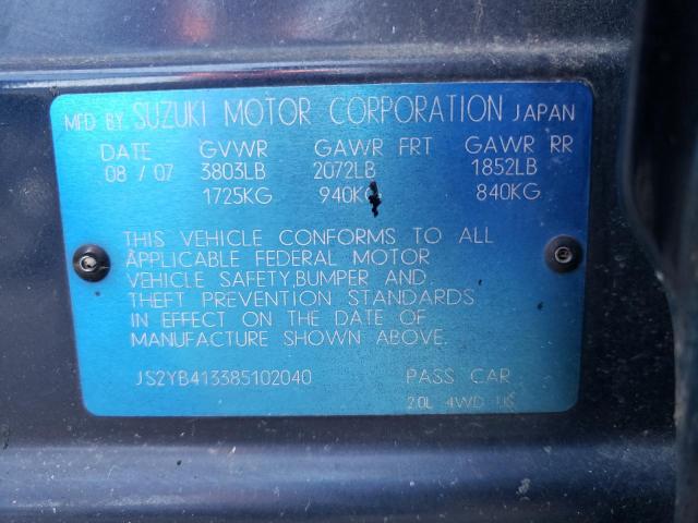 Photo 10 from auction – 2008 SUZUKI SX4 BASE with VIN JS2YB413385102040