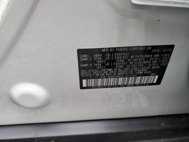 Photo 10 from auction – 2020 SUBARU OUTBACK LI with VIN 4S4BTANC4L3237842