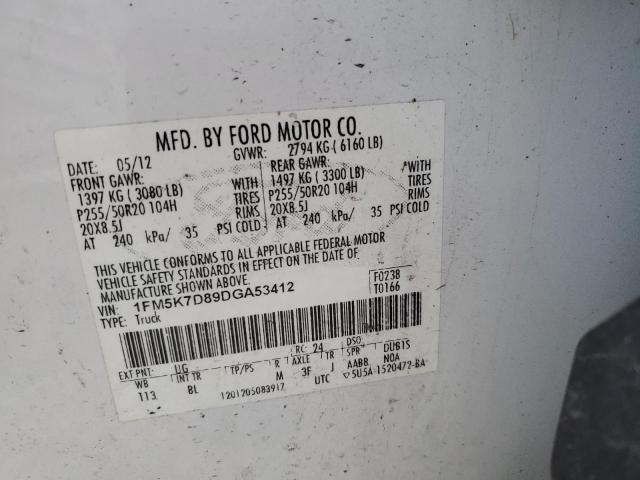 Photo 10 from auction – 2013 FORD EXPLORER X with VIN 1FM5K7D89DGA53412