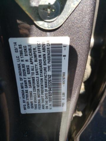Photo 10 from auction – 2014 HONDA CIVIC EXL with VIN 19XFB2F94EE226742