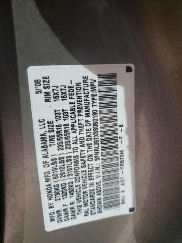 Photo 10 from auction – 2008 HONDA ODYSSEY EX with VIN 5FNRL387X8B080180