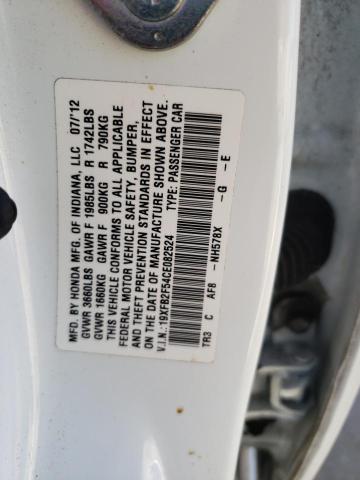 Photo 10 from auction – 2012 HONDA CIVIC LX with VIN 19XFB2F54CE082524