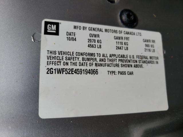 Photo 10 from auction – 2005 CHEVROLET IMPALA with VIN 2G1WF52E459194066