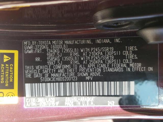 Photo 10 from auction – 2013 TOYOTA HIGHLANDER with VIN 5TDDK3EH8DS200123