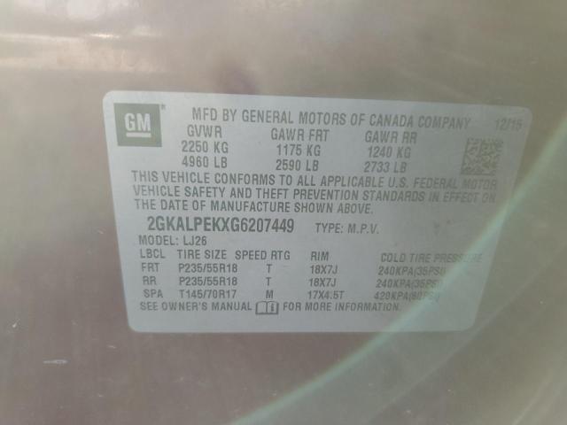 Photo 10 from auction – 2016 GMC TERRAIN SL with VIN 2GKALPEKXG6207449