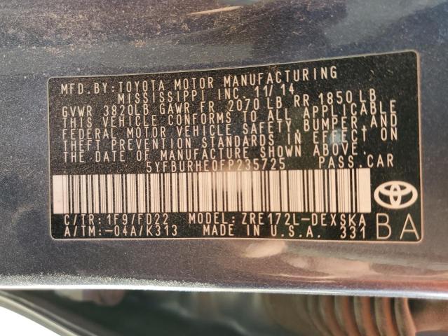 Photo 10 from auction – 2015 TOYOTA COROLLA L with VIN 5YFBURHE0FP235725