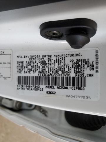 Photo 10 from auction – 2002 TOYOTA CAMRY LE with VIN 4T1BE32K22U019781