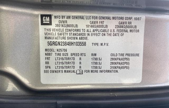 Photo 10 from auction – 2008 HUMMER H2 with VIN 5GRGN23848H103558