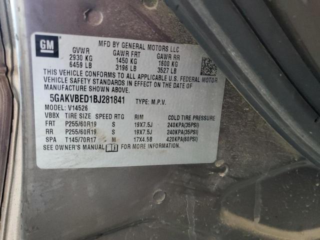 Photo 10 from auction – 2011 BUICK ENCLAVE CX with VIN 5GAKVBED1BJ281841