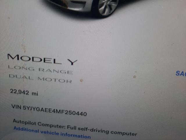 Photo 8 from auction – 2021 TESLA MODEL Y with VIN 5YJYGAEE4MF250440