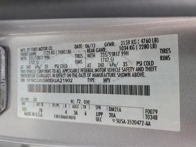 Photo 10 from auction – 2013 FORD ESCAPE SE with VIN 1FMCU0G90DUA21902