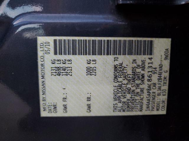 Photo 10 from auction – 2010 NISSAN MAXIMA with VIN 1N4AA5AP8AC861314