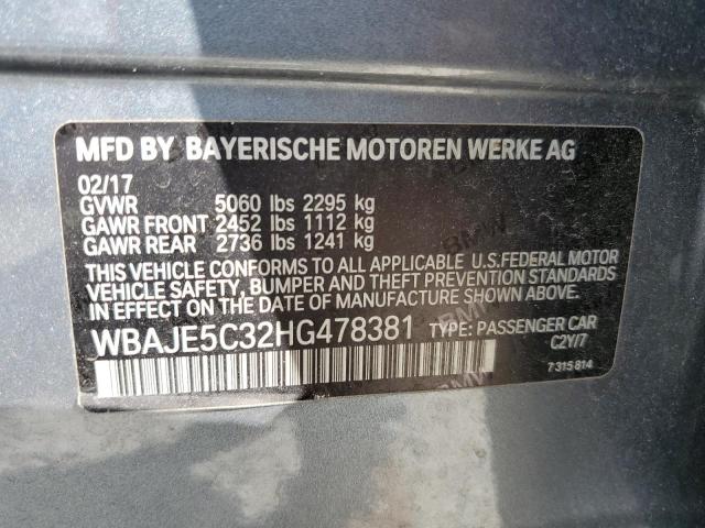 Photo 10 from auction – 2017 BMW 540 I with VIN WBAJE5C32HG478381