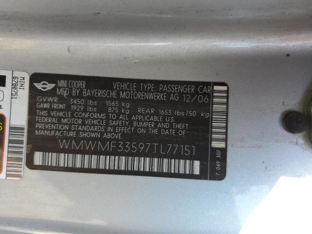 Photo 10 from auction – 2007 MINI COOPER with VIN WMWMF33597TL77151