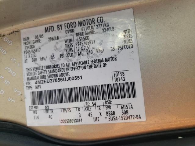 Photo 10 from auction – 2006 MERCURY MOUNTAINEE with VIN 4M2EU37856UJ00551