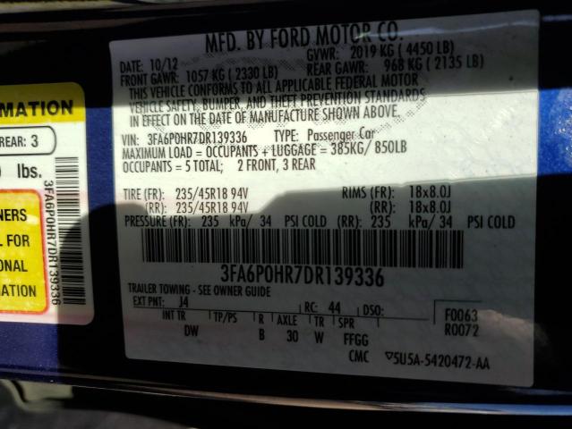 Photo 10 from auction – 2013 FORD FUSION SE with VIN 3FA6P0HR7DR139336