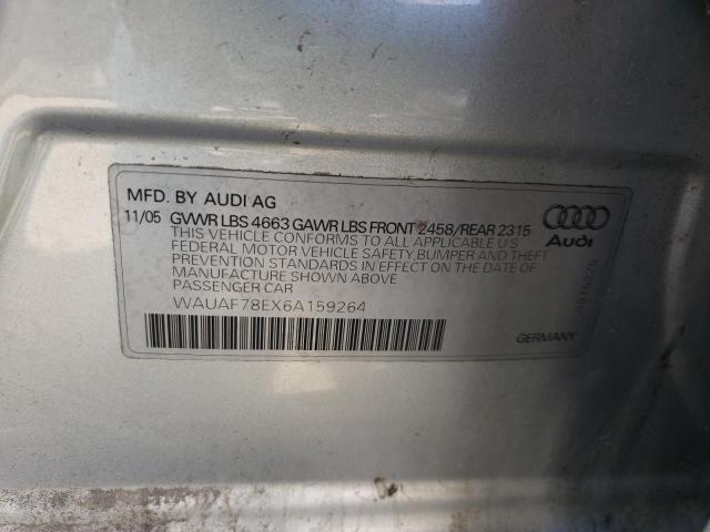Photo 10 from auction – 2006 AUDI A4 2 TURBO with VIN WAUAF78EX6A159264