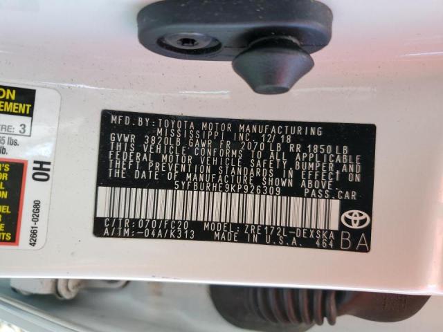 Photo 10 from auction – 2019 TOYOTA COROLLA L with VIN 5YFBURHE9KP926309