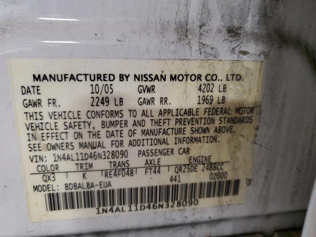 Photo 10 from auction – 2006 NISSAN ALTIMA S with VIN 1N4AL11D46N328090