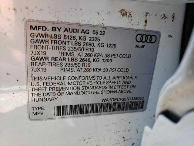 Photo 10 from auction – 2022 AUDI Q3 PREMIUM with VIN WA1DECF35N1138053