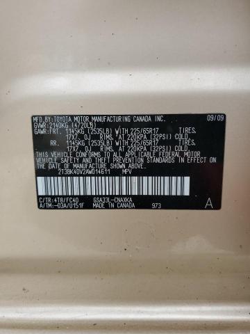Photo 10 from auction – 2010 TOYOTA RAV4 with VIN 2T3BK4DV2AW014611