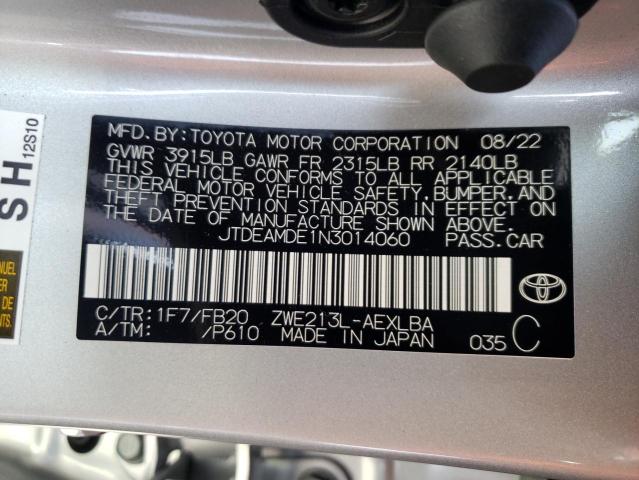 Photo 10 from auction – 2022 TOYOTA COROLLA LE with VIN JTDEAMDE1N3014060