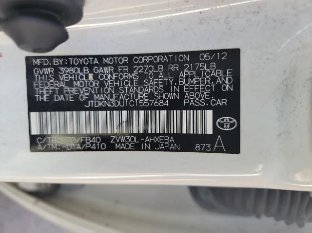 Photo 10 from auction – 2012 TOYOTA PRIUS with VIN JTDKN3DU1C1557684