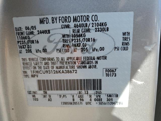 Photo 10 from auction – 2006 FORD ESCAPE XLT with VIN 1FMCU93126KA38672