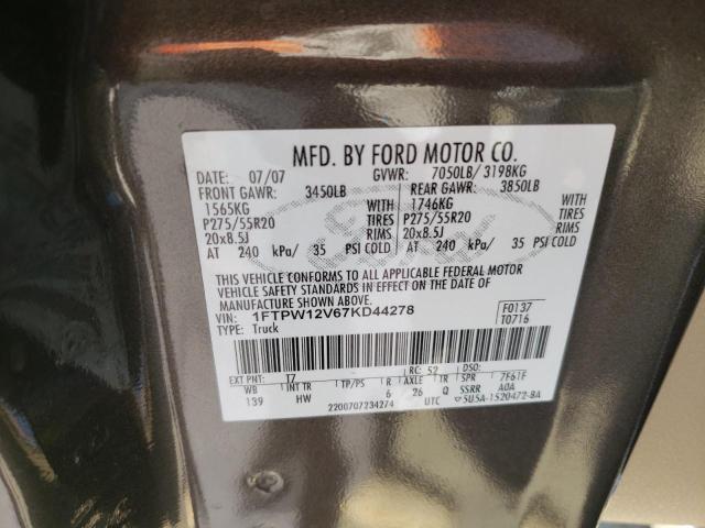 Photo 10 from auction – 2007 FORD F150 SUPER with VIN 1FTPW12V67KD44278