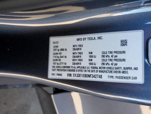 Photo 10 from auction – 2022 TESLA MODEL 3 with VIN 5YJ3E1EB0NF342748