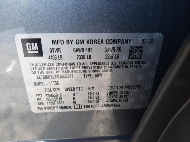 Photo 10 from auction – 2021 CHEVROLET TRAILBLAZE with VIN KL79MUSL4MB038817