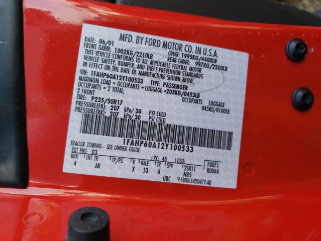 Photo 10 from auction – 2002 FORD THUNDERBIR with VIN 1FAHP60A12Y100533