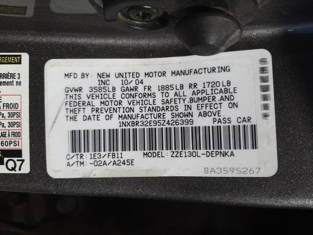 Photo 10 from auction – 2005 TOYOTA COROLLA CE with VIN 1NXBR32E95Z426399