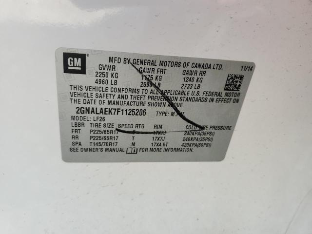 Photo 10 from auction – 2015 CHEVROLET EQUINOX LS with VIN 2GNALAEK7F1125206