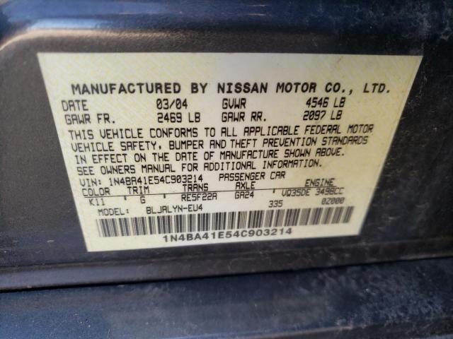 Photo 10 from auction – 2004 NISSAN MAXIMA SE with VIN 1N4BA41E54C903214