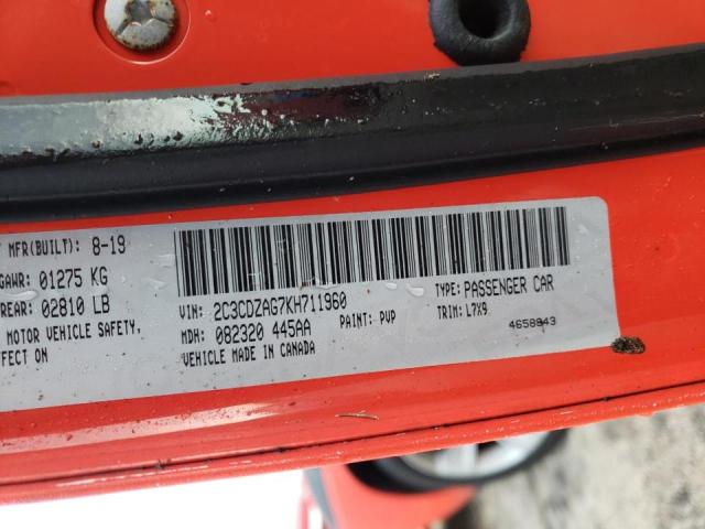 Photo 10 from auction – 2019 DODGE CHALLENGER with VIN 2C3CDZAG7KH711960