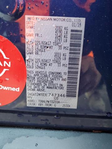 Photo 10 from auction – 2018 NISSAN ROGUE S with VIN 5N1AT2MT0JC747346