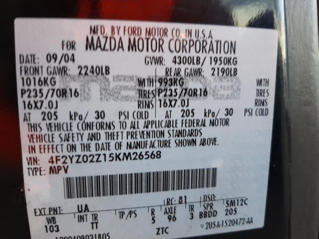 Photo 10 from auction – 2005 MAZDA TRIBUTE with VIN 4F2YZ02Z15KM26568