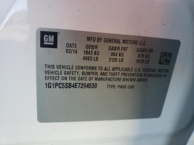 Photo 10 from auction – 2014 CHEVROLET CRUZE LT with VIN 1G1PC5SB4E7294530
