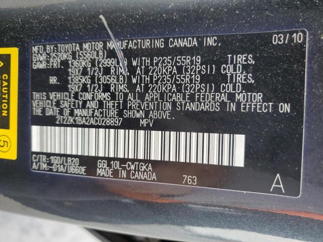 Photo 10 from auction – 2010 LEXUS RX 350 with VIN 2T2ZK1BA2AC028897