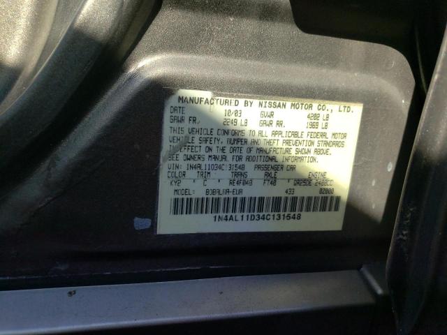 Photo 10 from auction – 2004 NISSAN ALTIMA BAS with VIN 1N4AL11D34C131548
