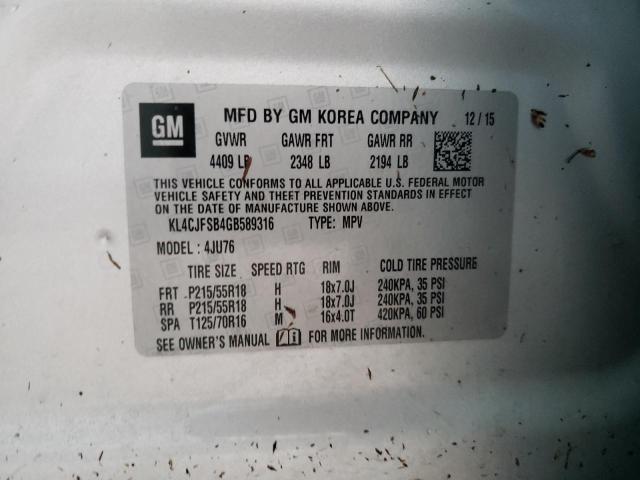 Photo 10 from auction – 2016 BUICK ENCORE CON with VIN KL4CJFSB4GB589316