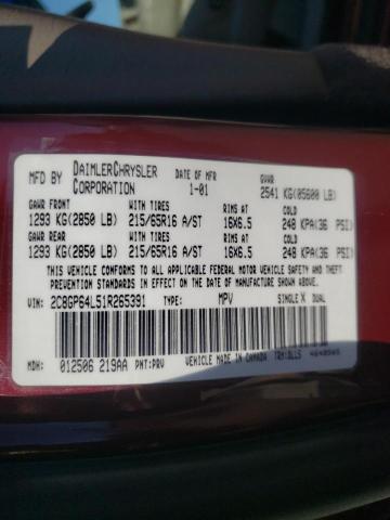 Photo 10 from auction – 2001 CHRYSLER TOWN & COU with VIN 2C8GP64L51R265391