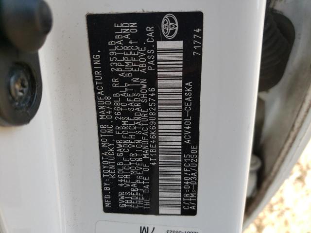 Photo 10 from auction – 2009 TOYOTA CAMRY BASE with VIN 4T1BE46K69U825746