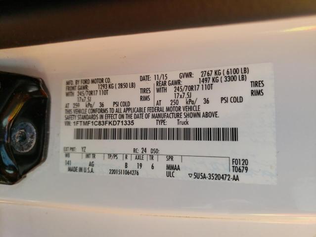 Photo 10 from auction – 2015 FORD F150 with VIN 1FTMF1C83FKD71335